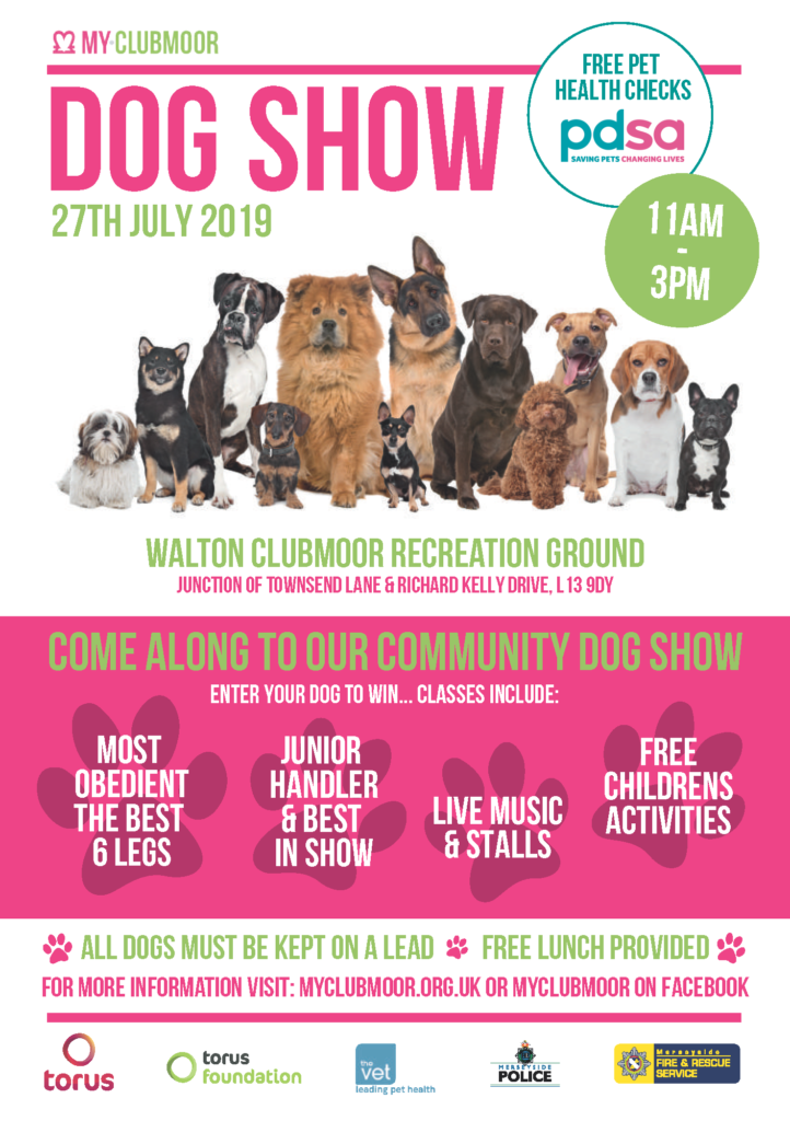 MyClubmoor Dog Show Flyer, relevant information repeated in text form below