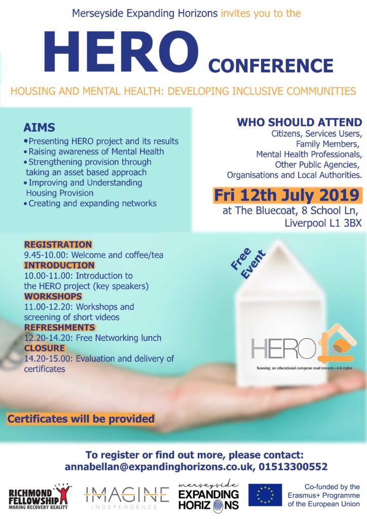 Invitation to Merseyside Expanding Horizon's Hero Conference. Important info repeated below in text format