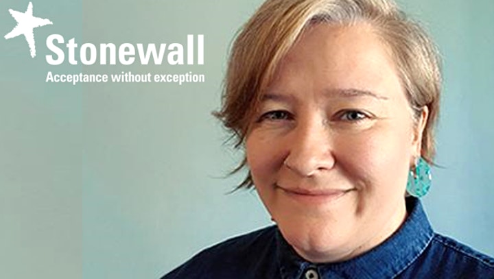 Stonewall banner including a logo and a photo of Nancy